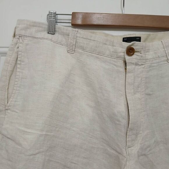 J crew mens 38 waist Bermuda shorts tan oatmeal 100% linen beach boho - Picture 6 of 8